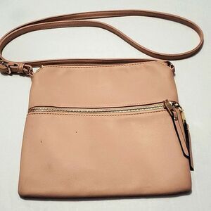 Pink Faux Leather Crossbody Bag